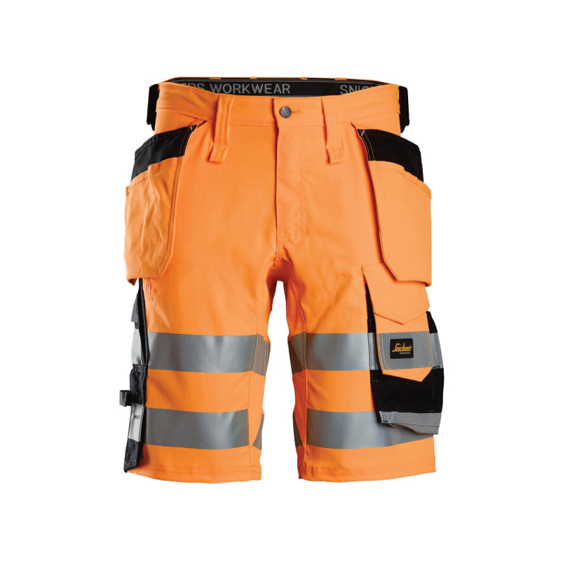 Short en tissu extensible avec poches holster haute visibilité, Classe 1